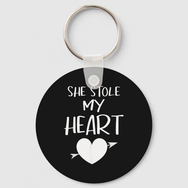 She Stole My Heart Valentines Day Matching Couples Keychain (Front)