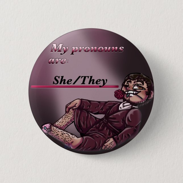 She/They Actor! Mark Pronoun Pin (Front)