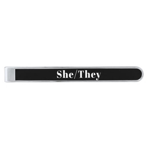 She They Gender Pronouns Pride Lgbtq lgbt  Silver Finish Tie Bar