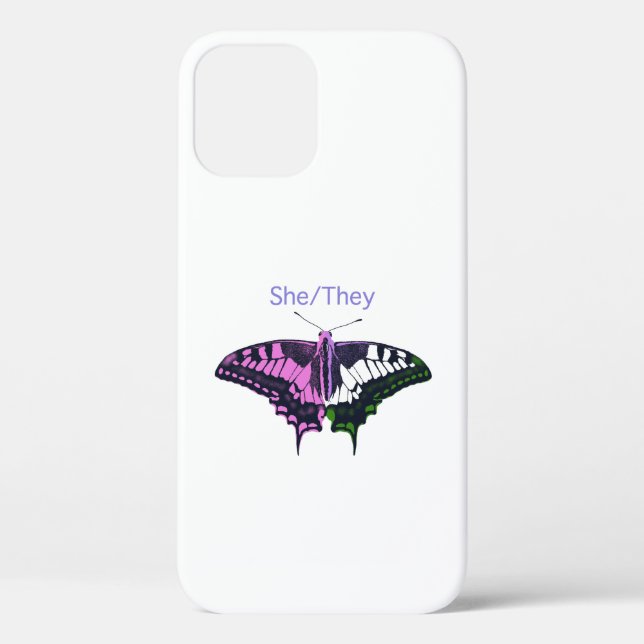 She/They Non-Binary Flag Swallowtail Butterfly Case-Mate iPhone Case (Back)