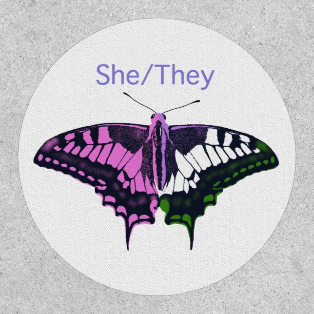 She/They Non-Binary Flag Swallowtail Butterfly Patch (Front)