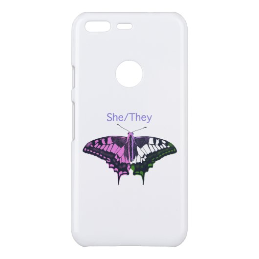 She/They Non-Binary Flag Swallowtail Butterfly Uncommon Google Pixel Case (Back)