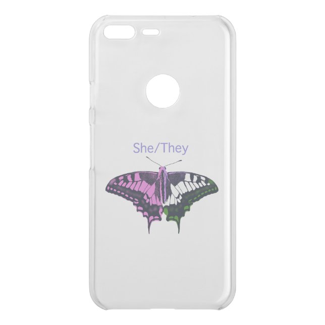 She/They Non-Binary Flag Swallowtail Butterfly Uncommon Google Pixel XL Case (Back)