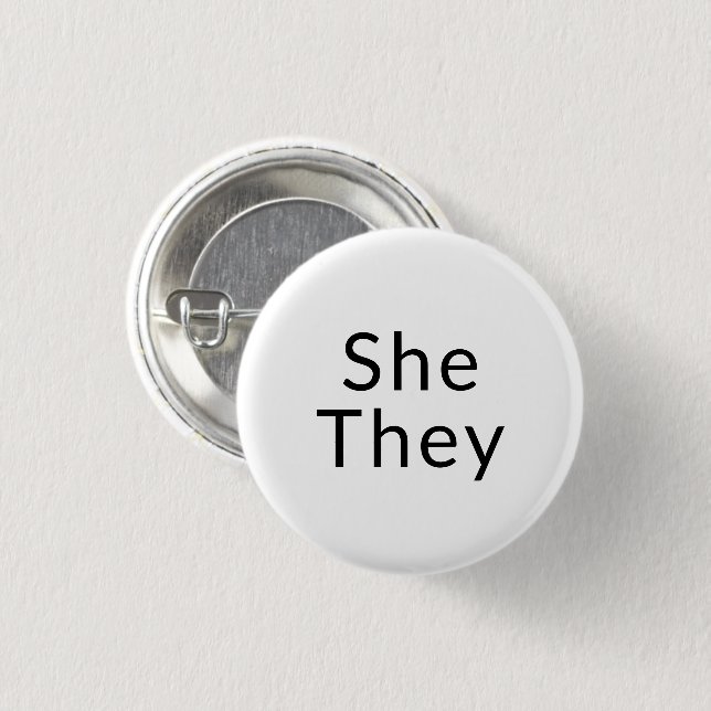 She, They Preferred Pronouns Lgbtq Lgbt Pride Button (Front & Back)