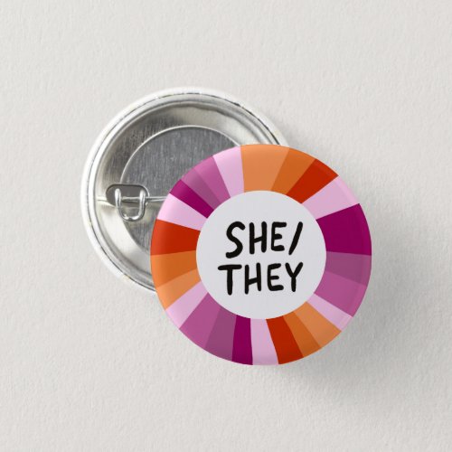 SHETHEY Pronouns Colorful Circle Lesbian Pride Button