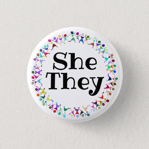 She They Pronouns in Human Figures Circle Button