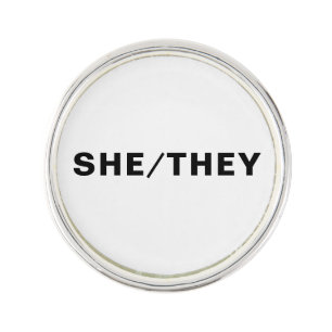 She, They, Pronouns Lgbtq Lgbt Pride black white Lapel Pin