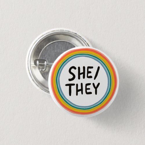 SHETHEY Pronouns Rainbow Soft Circle Ring Button