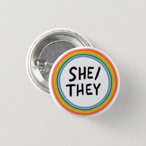 SHETHEY Pronouns Rainbow Soft Circle Ring Button