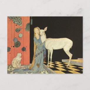 She threw her arms around the neck of Bonnie-Biche Postcard