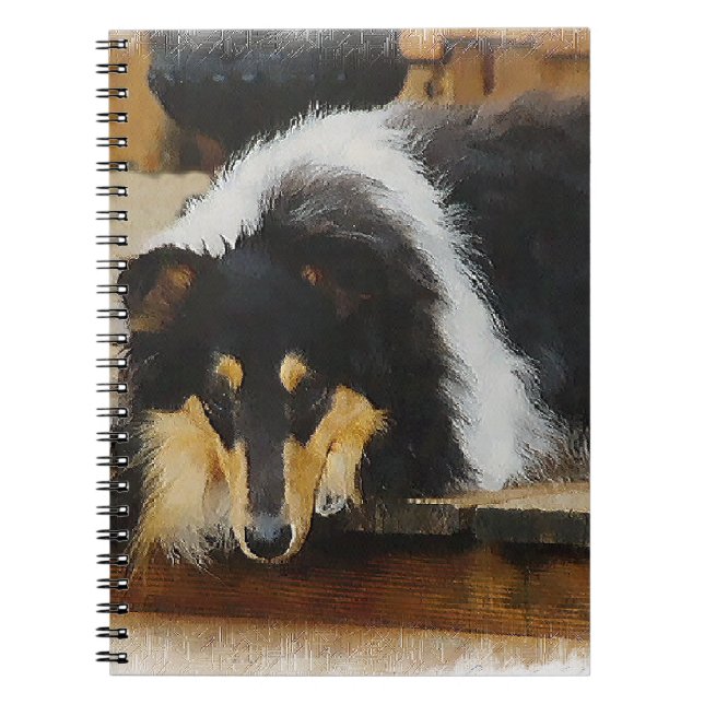 She Waits Tri Color Collie Notebook (Front)