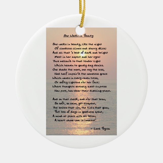 "She Walks In Beauty" Byron Ornament (Front)