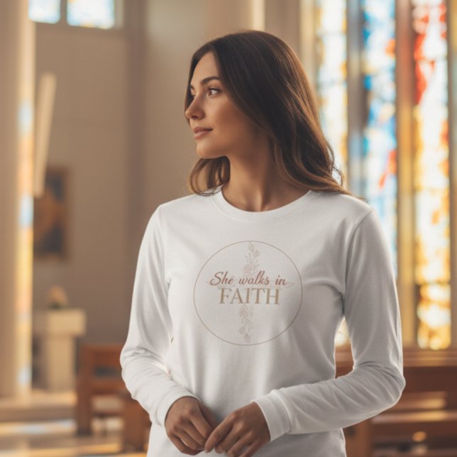 She Walks in Faith – Christian Women’s Inspiration Tri-Blend Shirt (Creator Uploaded)