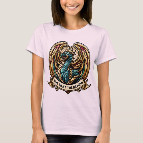 She wants the Dragon Stain Glass Design T_Shirt