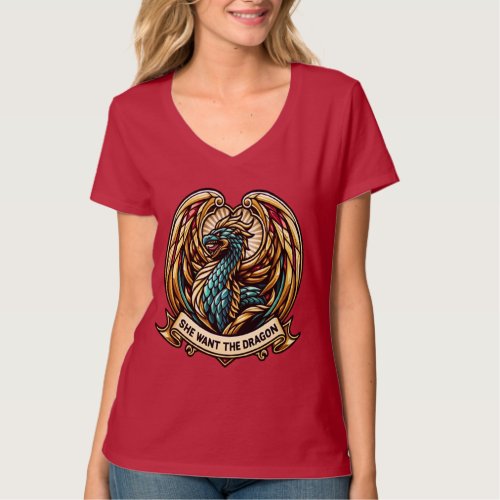 She wants the Dragon Stain Glass Design T_Shirt