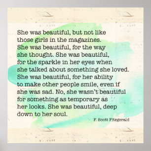 She Was Beautiful Old Document Poster