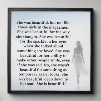 She was beautiful === quote peel and stick photo tile