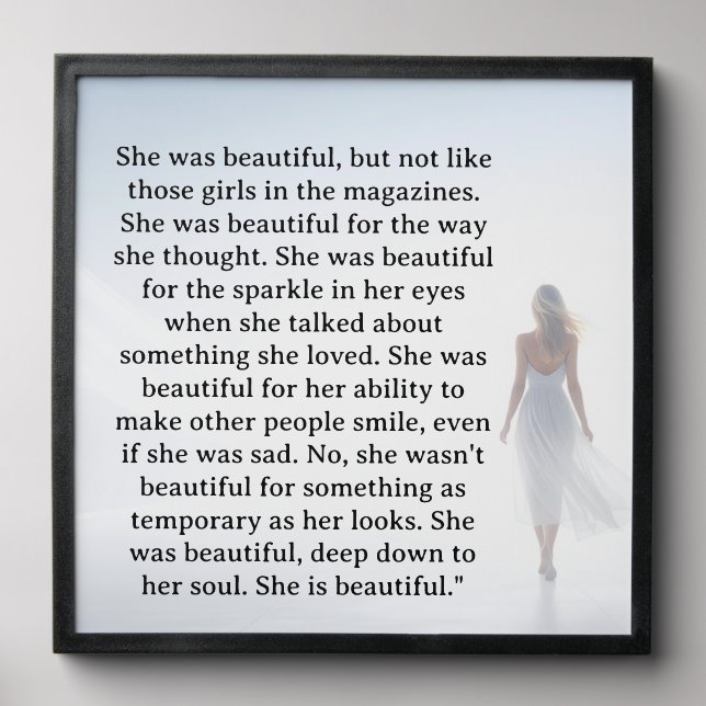 She was beautiful === quote peel and stick photo tile (Front Set)