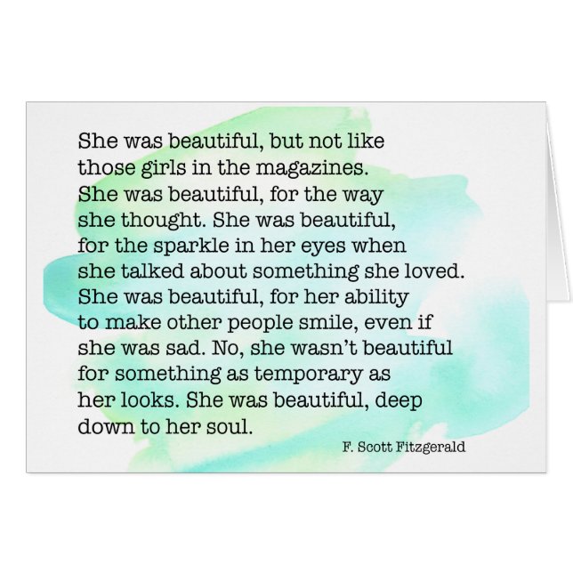 She Was Beautiful with Custom Interior Text Card (Front Horizontal)