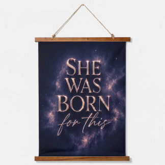 She Was Born For This - Dark Aesthetic Quote Hanging Tapestry