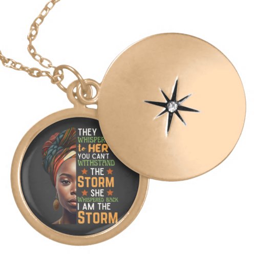 She Whispered Back I Am The Storm African Woman Gold Plated Necklace