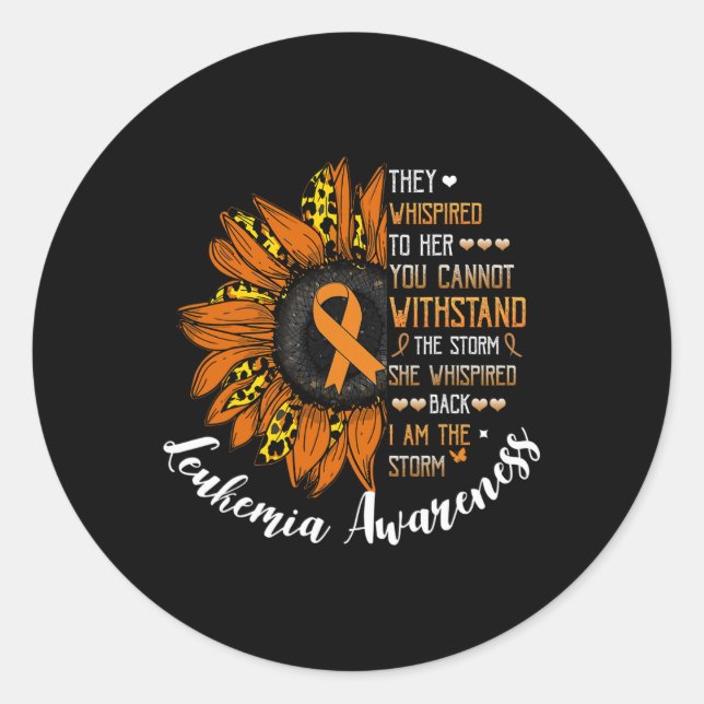 She Whispered Back I Am The Storm Leukemia Awarene Classic Round Sticker (Front)