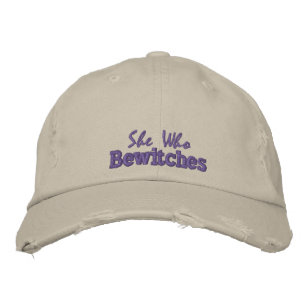 She Who Bewitches Quote Rustic Purple Stone Cute Embroidered Baseball Cap