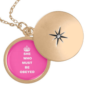 She who must be obeyed gold plated necklace