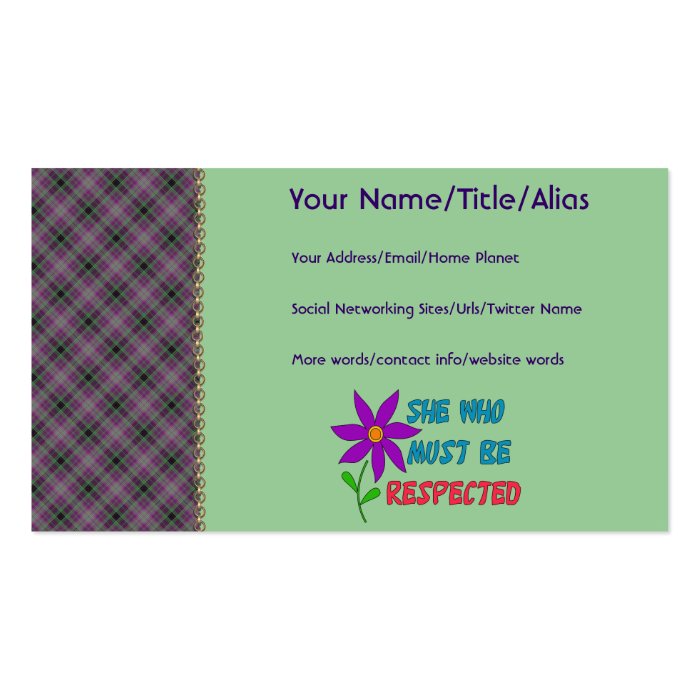 She Who Must Be Respected Business Card Template