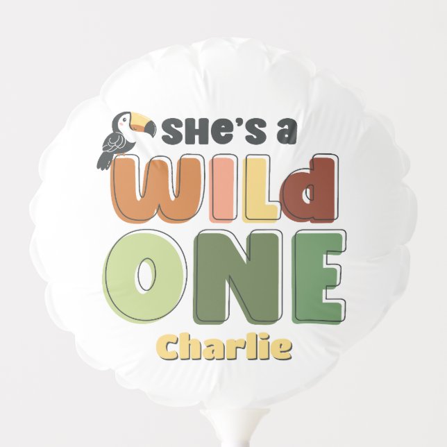 She Wild One Safari Zoo Animal Birthday Party Balloon (Front)