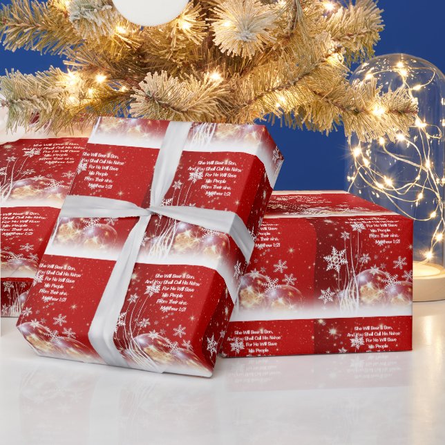 She Will Bear A Son, Jesus Holiday Wrapping Paper (Holidays)