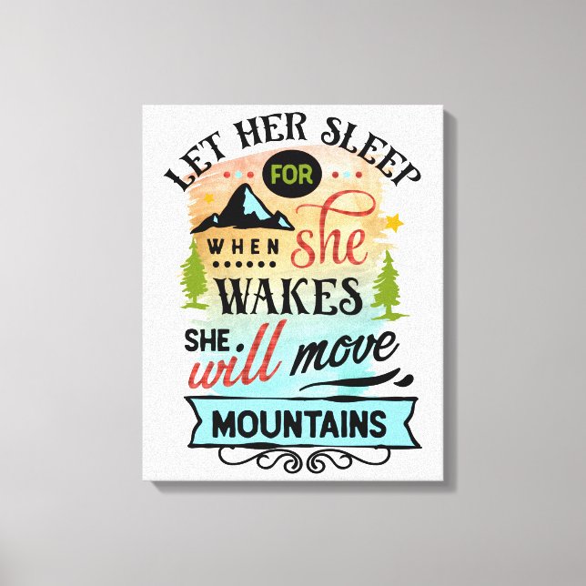 She Will Move Mountains Word Art Canvas Print (Front)