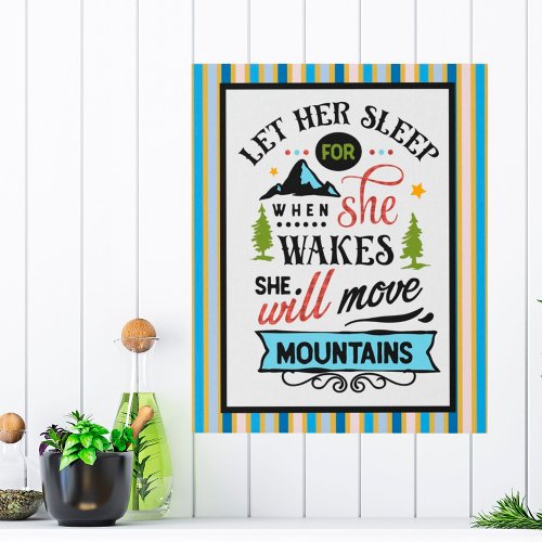 She Will Move Mountains Word Art Faux Canvas Print