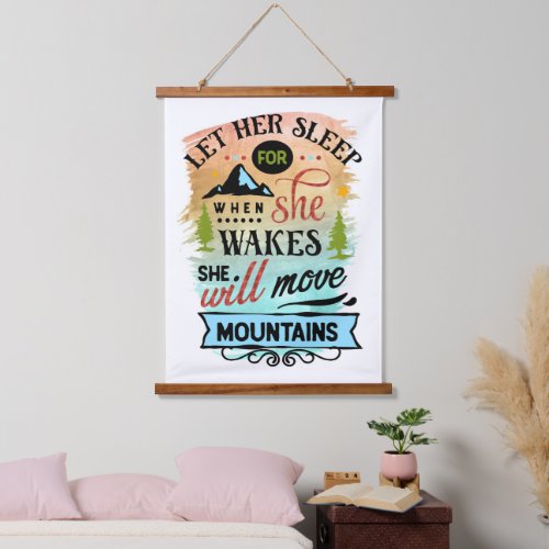 She Will Move Mountains Word Art   Hanging Tapestry