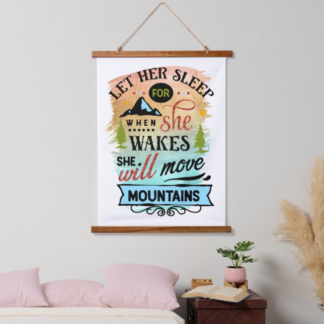 She Will Move Mountains Word Art   Hanging Tapestry (Bedroom)
