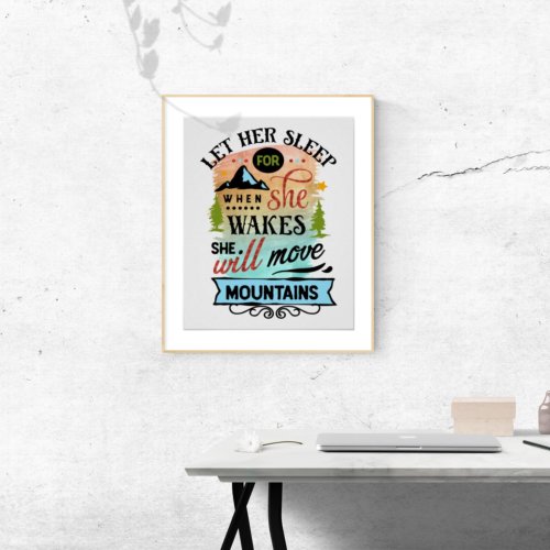 She Will Move Mountains Word Art   Poster