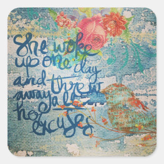 She Woke Up One Day No More Excuses Collage Square Sticker