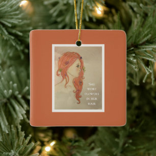 She Wore Flowers In Her Hair Ceramic Ornament