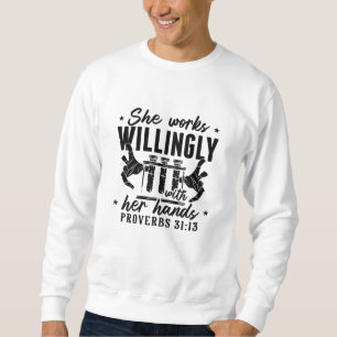 She Works Willingly Lab Tech Laboratory Technician Sweatshirt