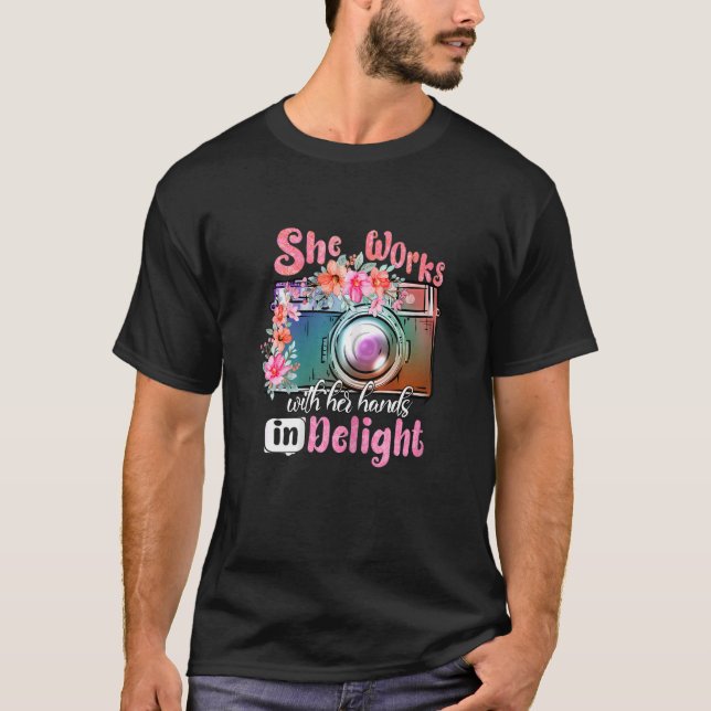 She Works With Her Hands In Delight Mom Photograph T-Shirt (Front)