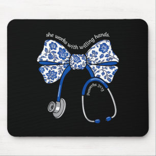 She Works With Willing Hands Proverbs 31 13 Christ Mouse Pad