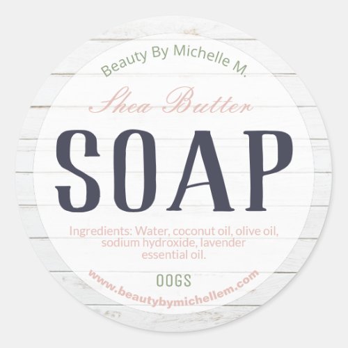 Shea Butter White Wood Soap Labels