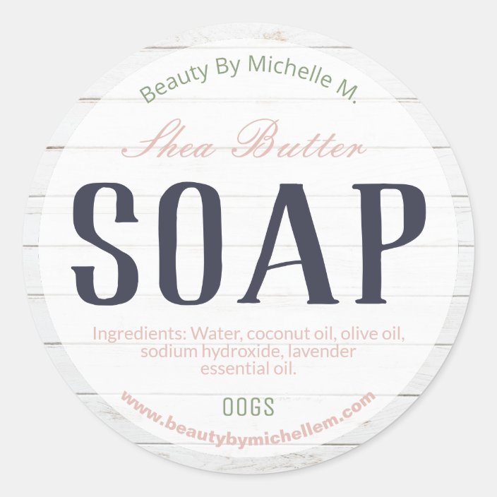 Shea Butter White Wood Soap Labels