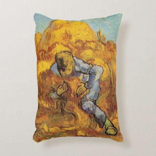Sheaf Binder after Millet by Vincent van Gogh Accent Pillow