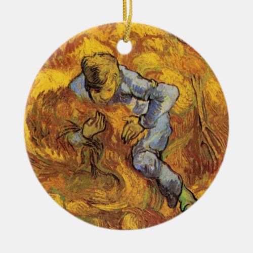 Sheaf Binder after Millet by Vincent van Gogh Ceramic Ornament