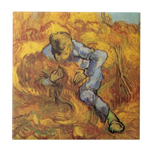 Sheaf Binder after Millet by Vincent van Gogh Ceramic Tile