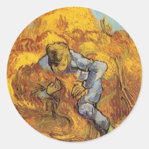 Sheaf Binder after Millet by Vincent van Gogh Classic Round Sticker