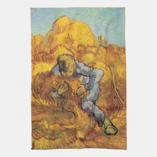 Sheaf Binder after Millet by Vincent van Gogh Kitchen Towel