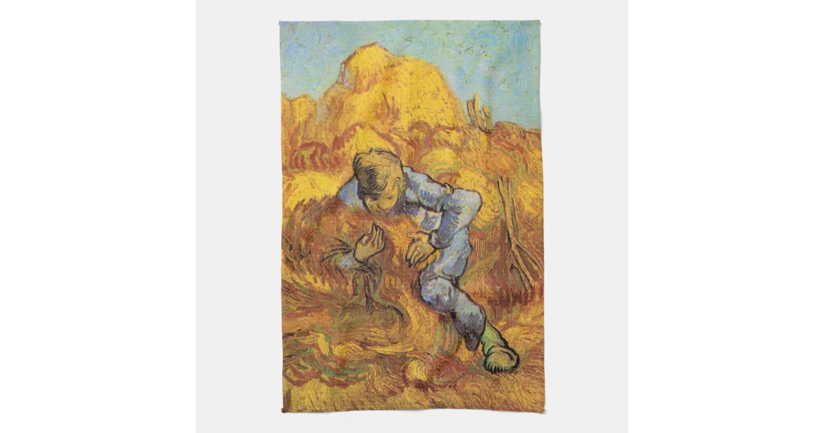 Sheaf Binder (after Millet) by Vincent van Gogh Kitchen Towel Zazzle