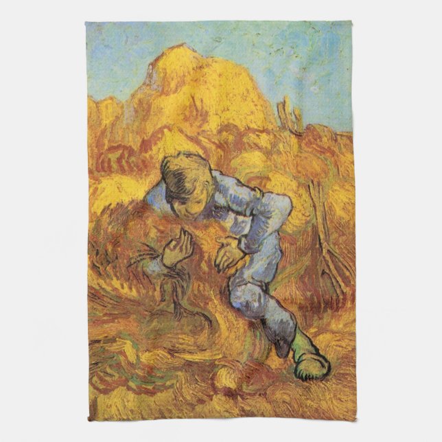 Sheaf Binder (after Millet) by Vincent van Gogh Kitchen Towel (Vertical)
